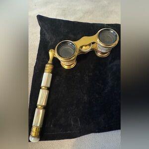 Elegant Antique IRIS Paris Opera Glasses Mother of Pearl Gilt Brass c1890–1910
